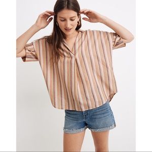 Madewell Courier Button-Back Shirt in Rainbow Stripe